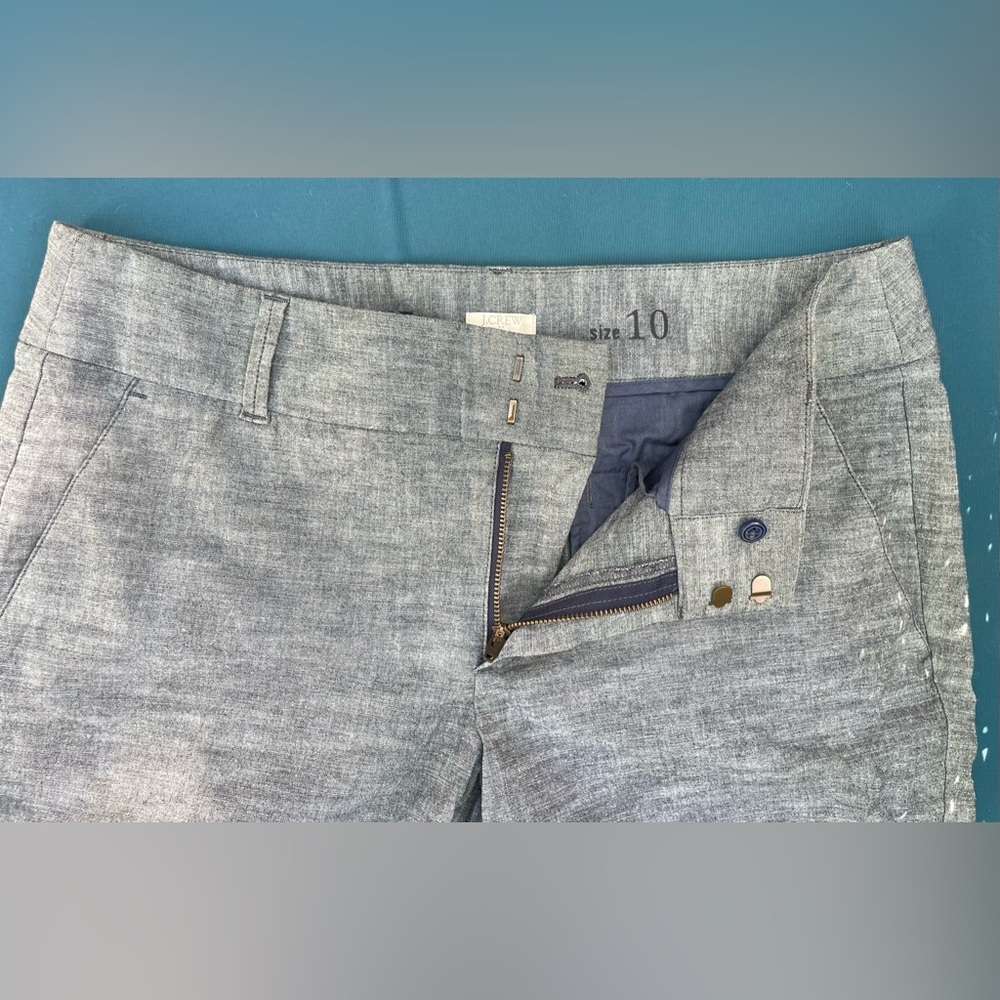 J. Crew Frankie Chambray Chino Stretch 8" Inseam Bermudas Size 10